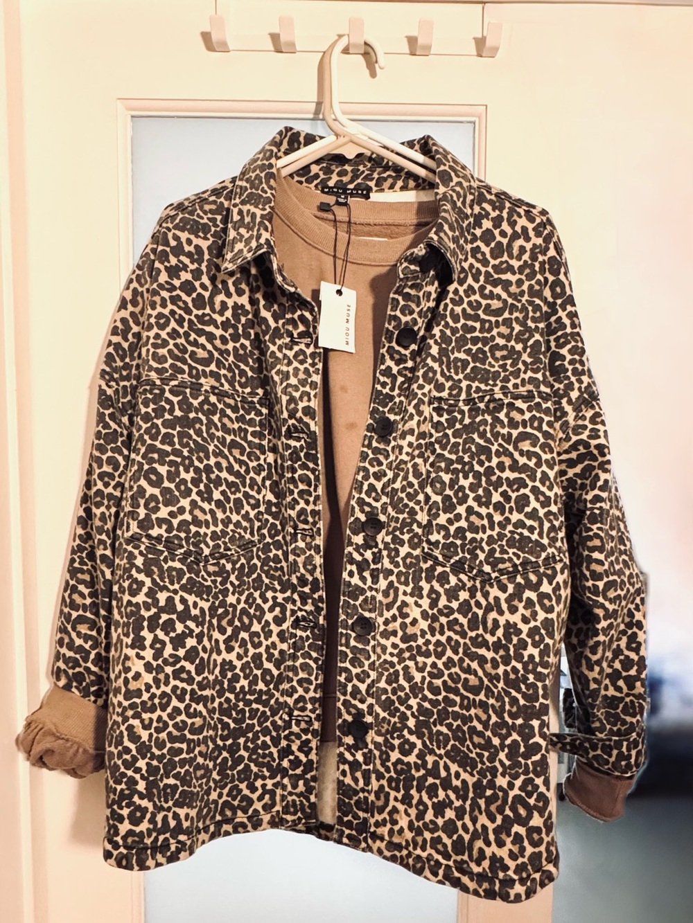 MIOU MUSE- NWT- Leopard Print Work-Jacket, Sz M